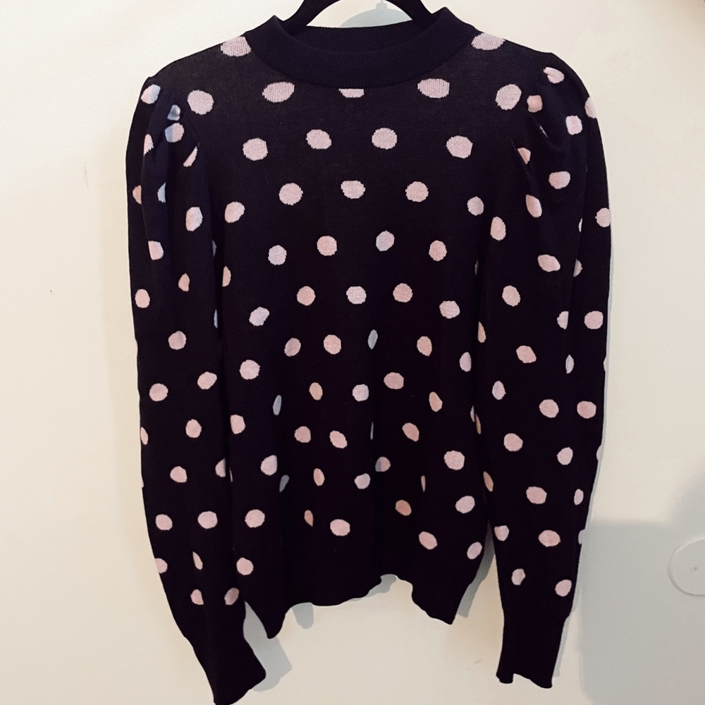 WHO WHAT WEAR SWEATER. A super cute polka dot fun shoulder detail sweater!